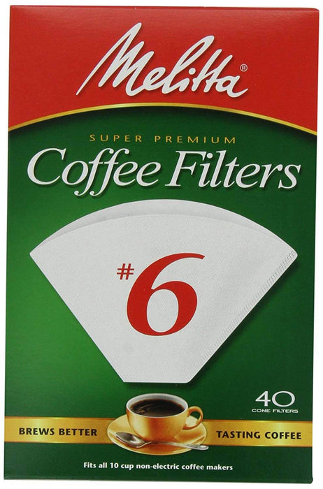 Melitta White No.6 Coffee Filters (40 Cone Filters) 145g