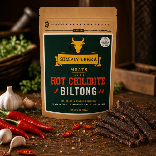 Simply Lekka Meats Hot Chilibite Biltong Slices 226g/8oz