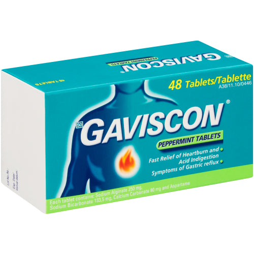 Gaviscon Peppermint Antacid Tablets 48 Pack