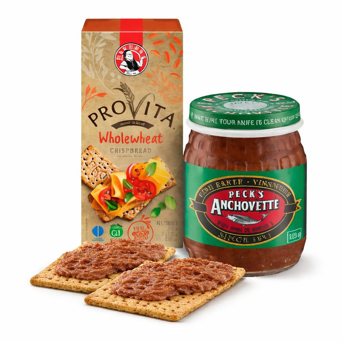 WE Guiltfree Nibbles Box (Provita crisp bread & Pecks Anchovette 125g)