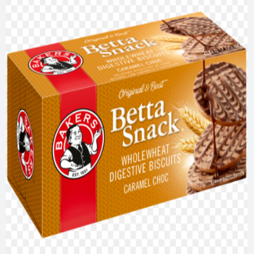 Bakers Betta Snack Caramel Choc, 200g Pack