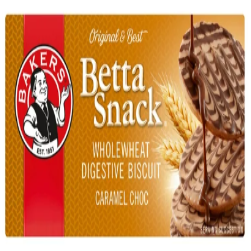 Bakers Betta Snack Caramel Choc, 200g Pack
