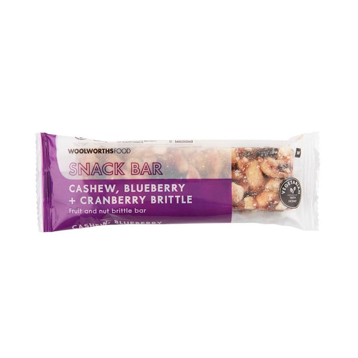 Woolworths Cashew, Blueberry and Cranberry Brittle Bar 50g