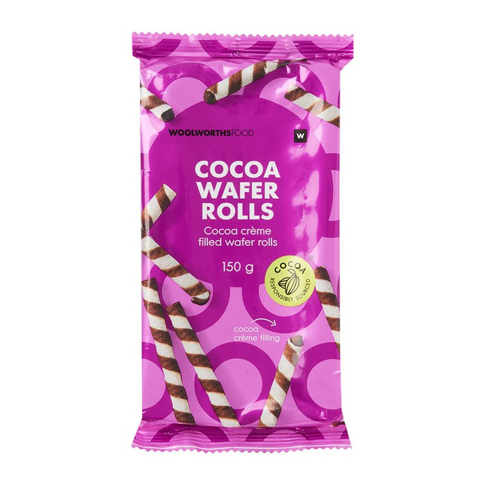 Woolworths Cocoa Wafer Rolls 150g