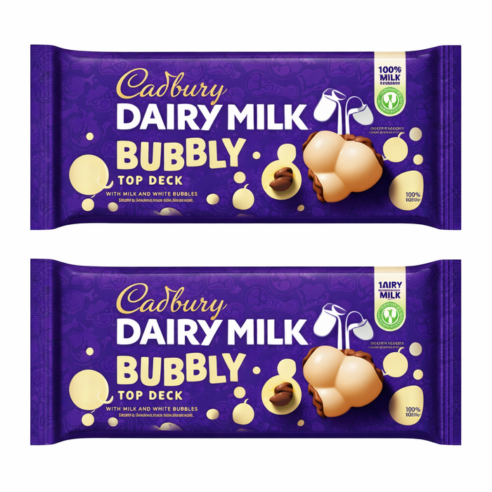 Cadbury Bubbly Top Deck Chocolate Slab 150g - 2 Pack