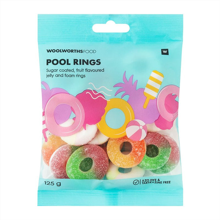 Woolworths Fruit Flavoured Pool Rings 125g