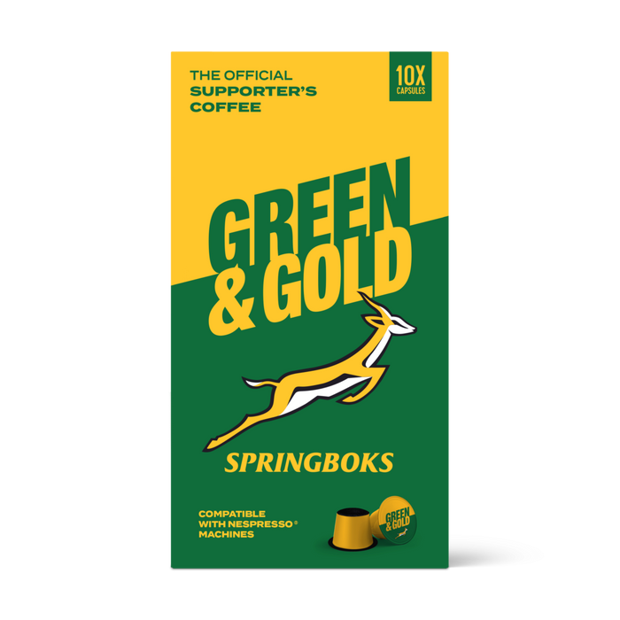 Springboks Green and Gold Coffee Capsules- Pack of 10 (Preorder)