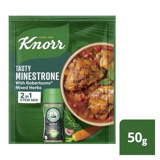 Knorr Tasty Minestrone Soup 2in1 Stew Mix with Robertsons Mixed Herbs 50g