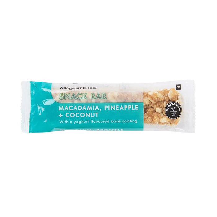 Woolworths Macadamia, Pineapple and Coconut With Yoghurt Base Snack Bar 50g