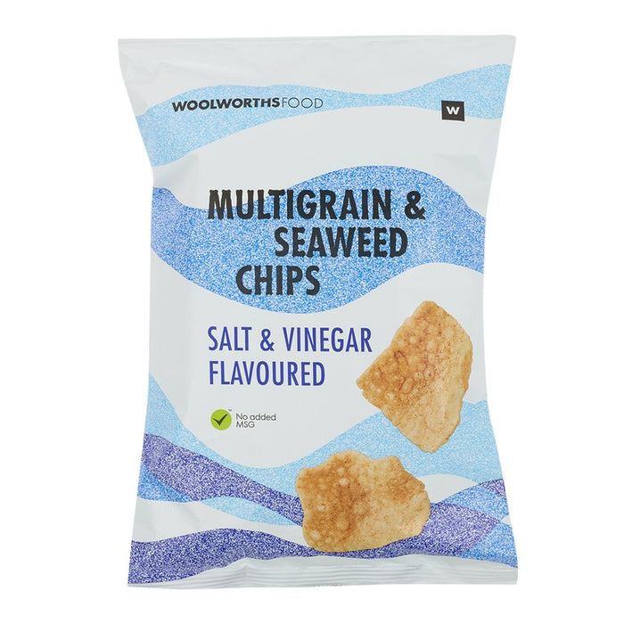 Woolworths Salt and Vinegar Multigrain and Seaweed Chips 80g