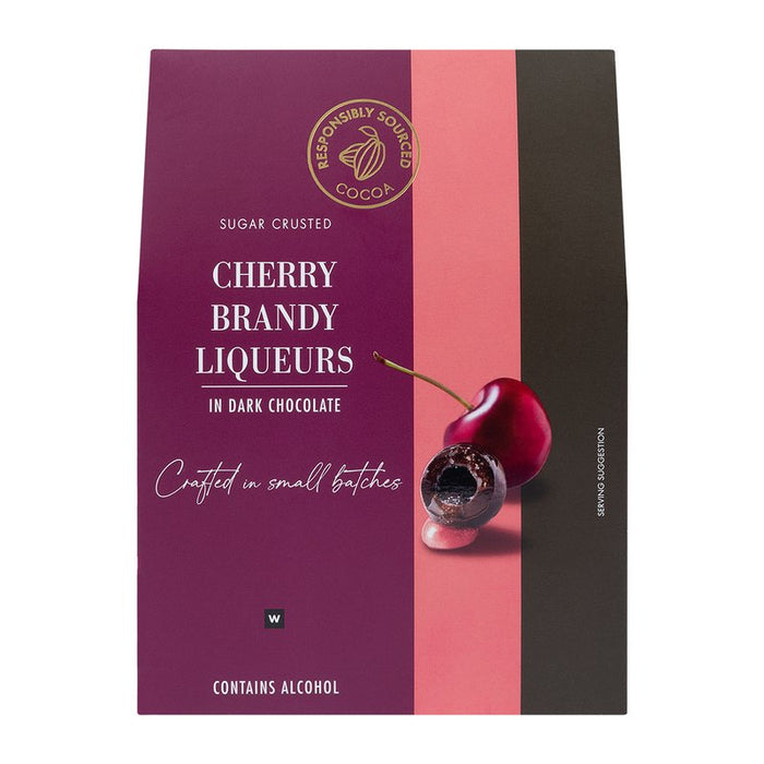 Woolworths Sugar Crusted Cherry Brandy Liqueurs in Dark Chocolate 125g
