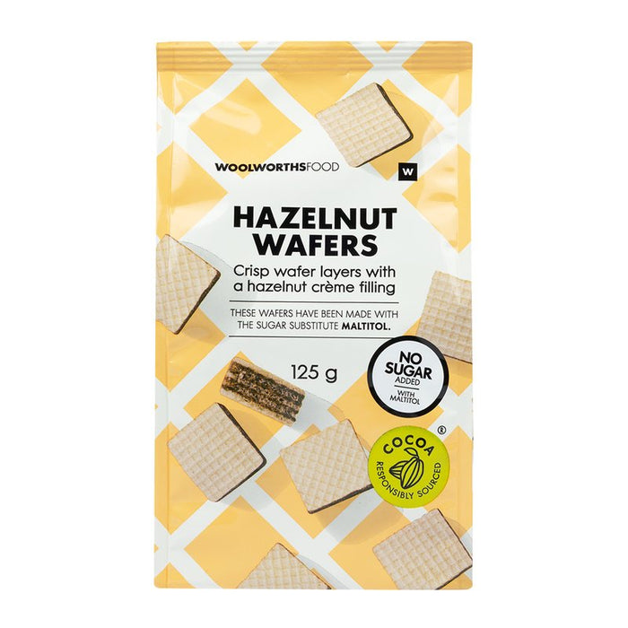 Woolworths Sugar Free Hazelnut Wafer Squares 125g