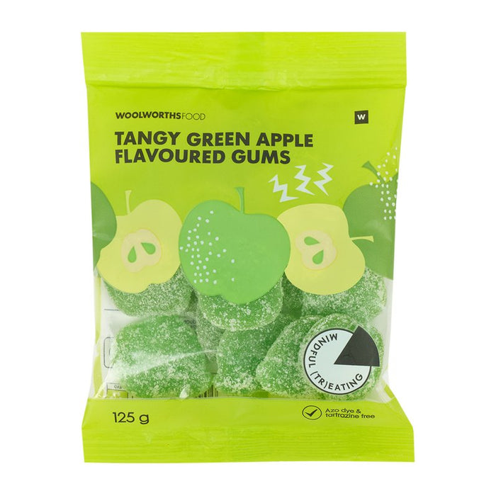 Woolworths Tangy Green Sour Apple Flavoured Gums 125g