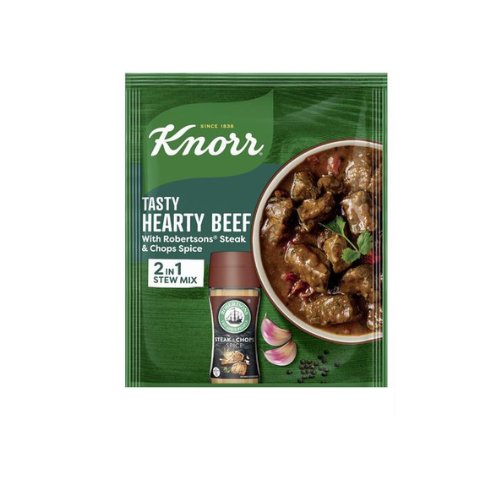 Knorr Tasty Hearty Beef 2in1 Stew Mix with Robertsons Steak and Chops Spice 50g
