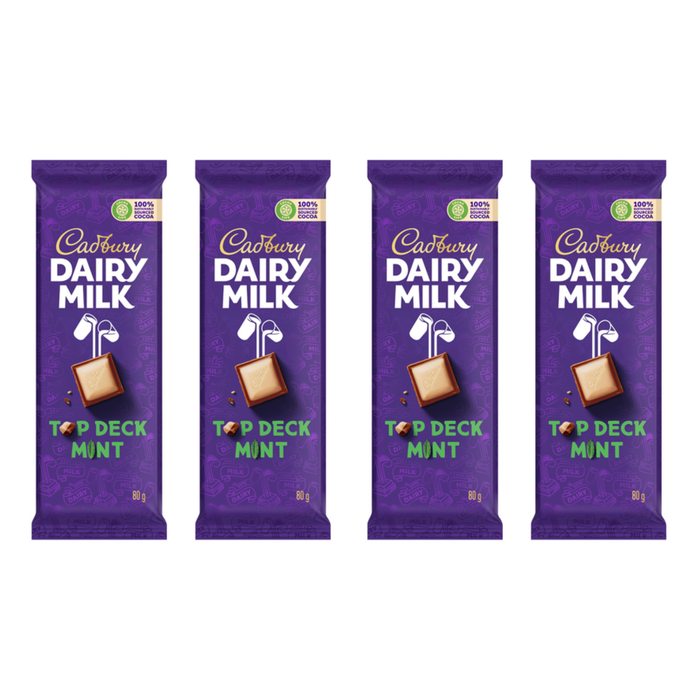 Cadbury Top Deck Mint Chocolate Slab 80g 4 Pack - Special