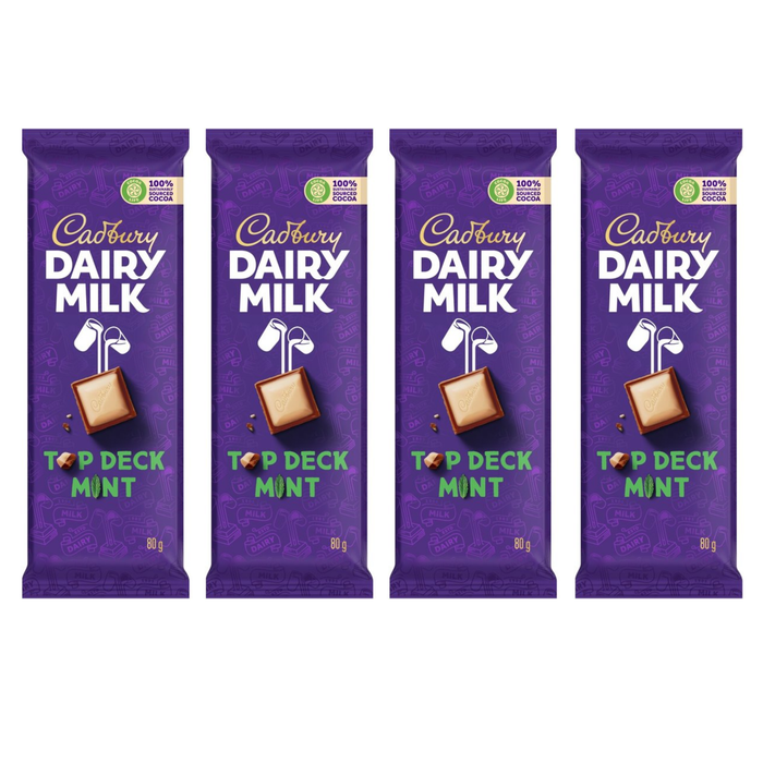 Cadbury Top Deck Mint Chocolate Slab 80g 4 Pack - Special