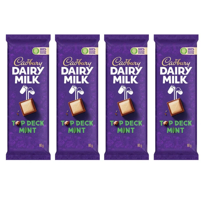 Cadbury Top Deck Mint Chocolate Slab 80g 4 Pack - Special