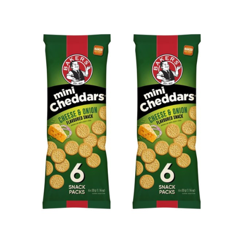 Bakers Mini Cheddars Cheese and Onion 6x33g - Buy one get one Free
