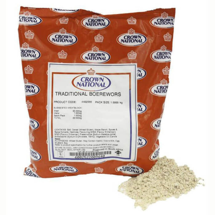 Crown National Traditional Boerewors Seasoning 2.2lbs/1kg_1pack