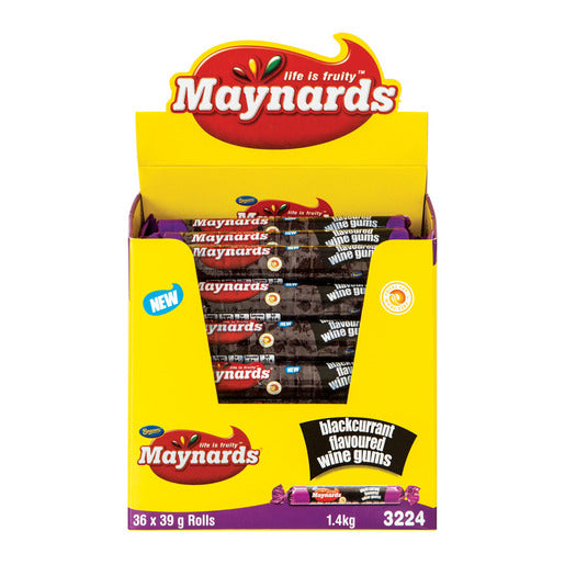 Maynards Wine Gums Black Currant Roll 39g - 36 Pack