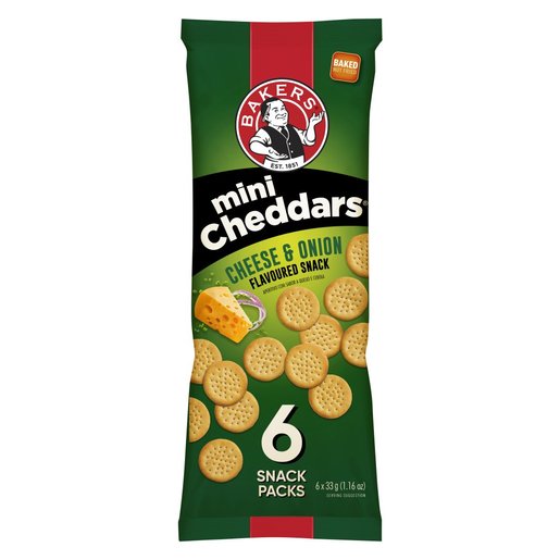 Bakers Mini Cheddars Cheese and Onion 6 X 33g