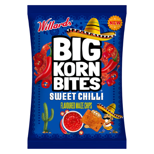 Willards Big Korn Bites Sweet Chilli Flavoured Maize Chips 120g