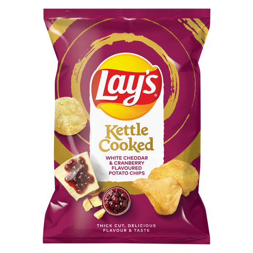 Lay's White Cheddar & Cranberry Kettle Cooked Potato Chips 120g