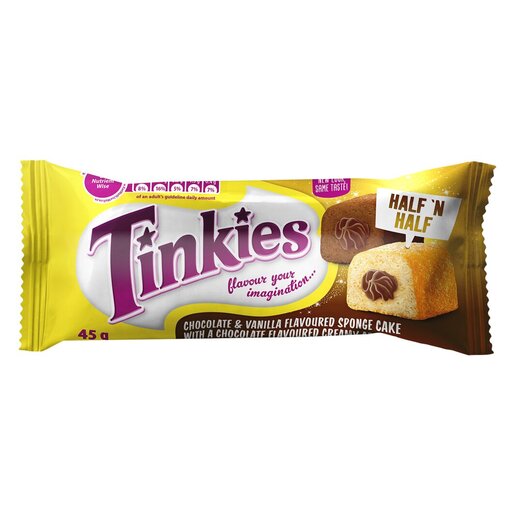 Tinkies Half & Half Chocolate Vanilla Flavoured Sponge Cake 45g